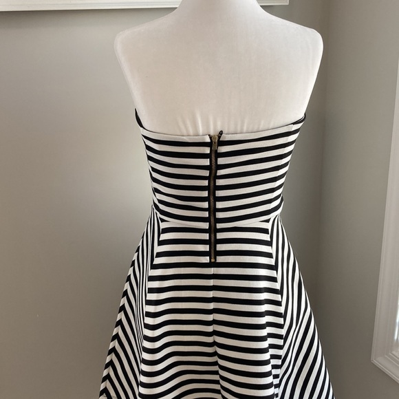 Express Black & White Strapless Fit and Flare Dress - Picture 7 of 12